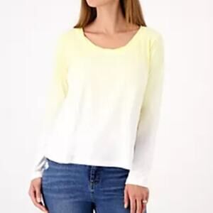 Candace Cameron Bure yellow The Ocean Dipped Long-Sleeve Tee